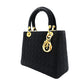 Christian Dior Lady Dior Small Handbag Cannage Black Black Nylon Gold Hardware 7-11-781