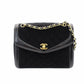 CHANEL Matelassé Chain Shoulder Bag Black Cotton Black Gold Hardware Crossbody 7-11-372
