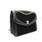 CHANEL Matelassé Chain Shoulder Bag Black Cotton Black Gold Hardware Crossbody 7-11-372