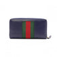 GUCCI Sylvie Long Wallet, Leather, Navy, Women's