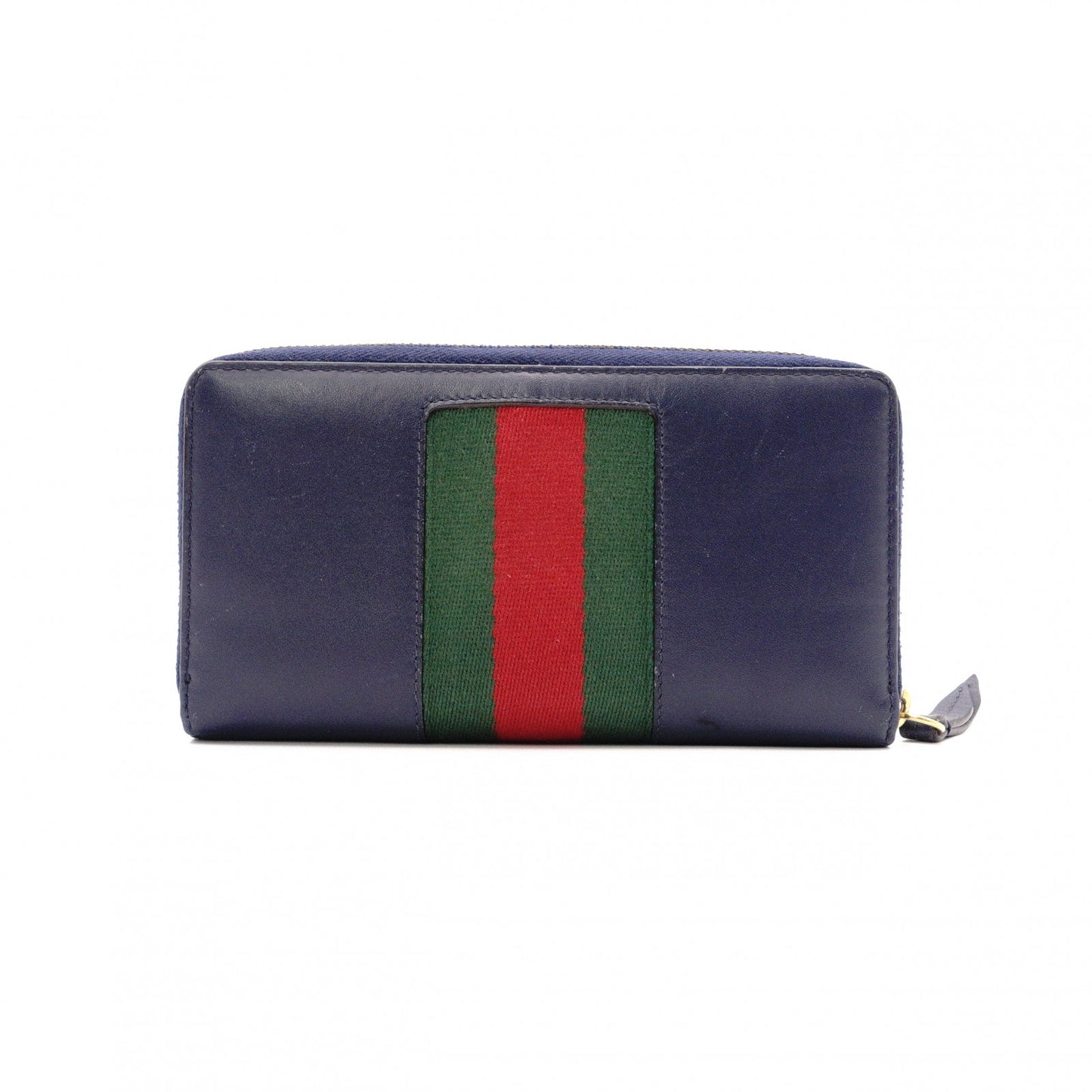 GUCCI Sylvie Long Wallet, Leather, Navy, Women's