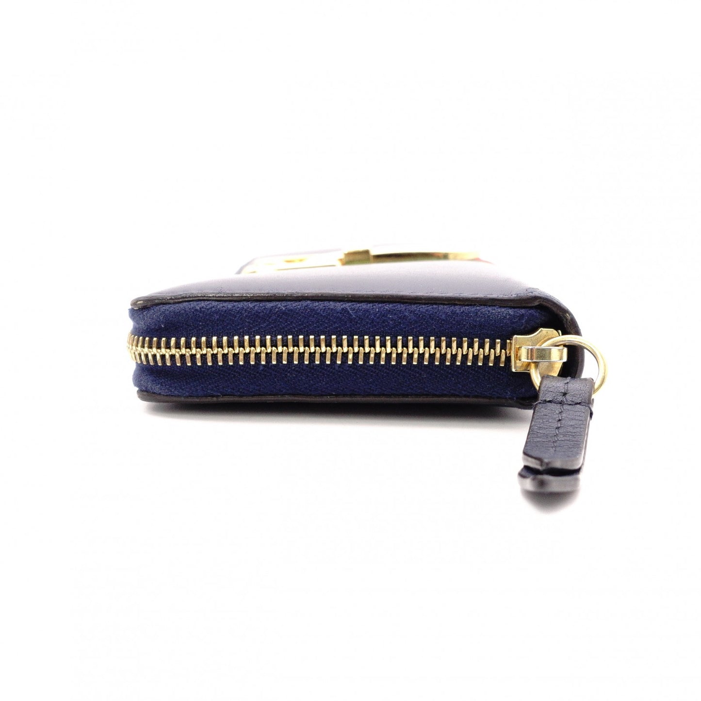GUCCI Sylvie Long Wallet, Leather, Navy, Women's