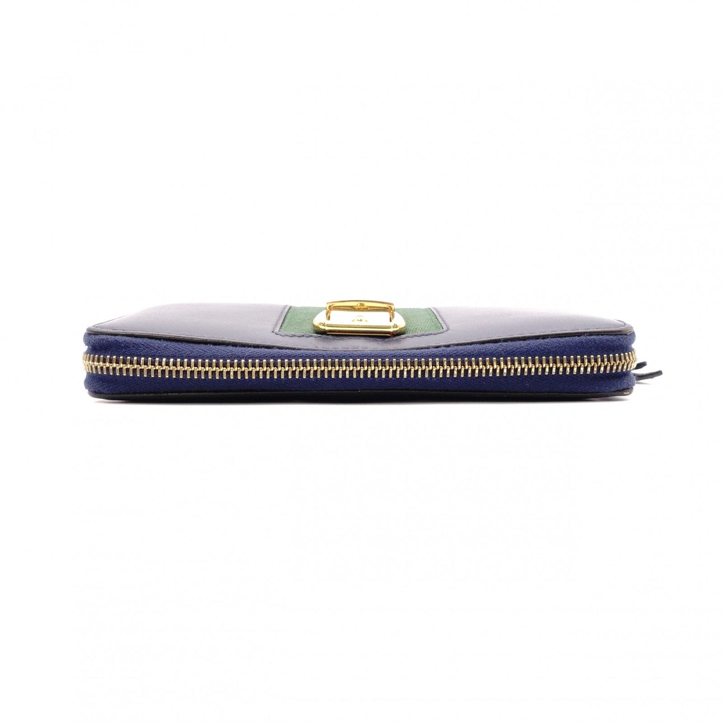 GUCCI Sylvie Long Wallet, Leather, Navy, Women's