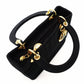 Christian Dior Lady Dior Small Handbag Cannage Black Black Nylon Gold Hardware 7-11-781