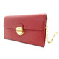 PRADA Saffiano Leather Chain Shoulder Bag Red Leather Crossbody Gold Hardware 7-9-736