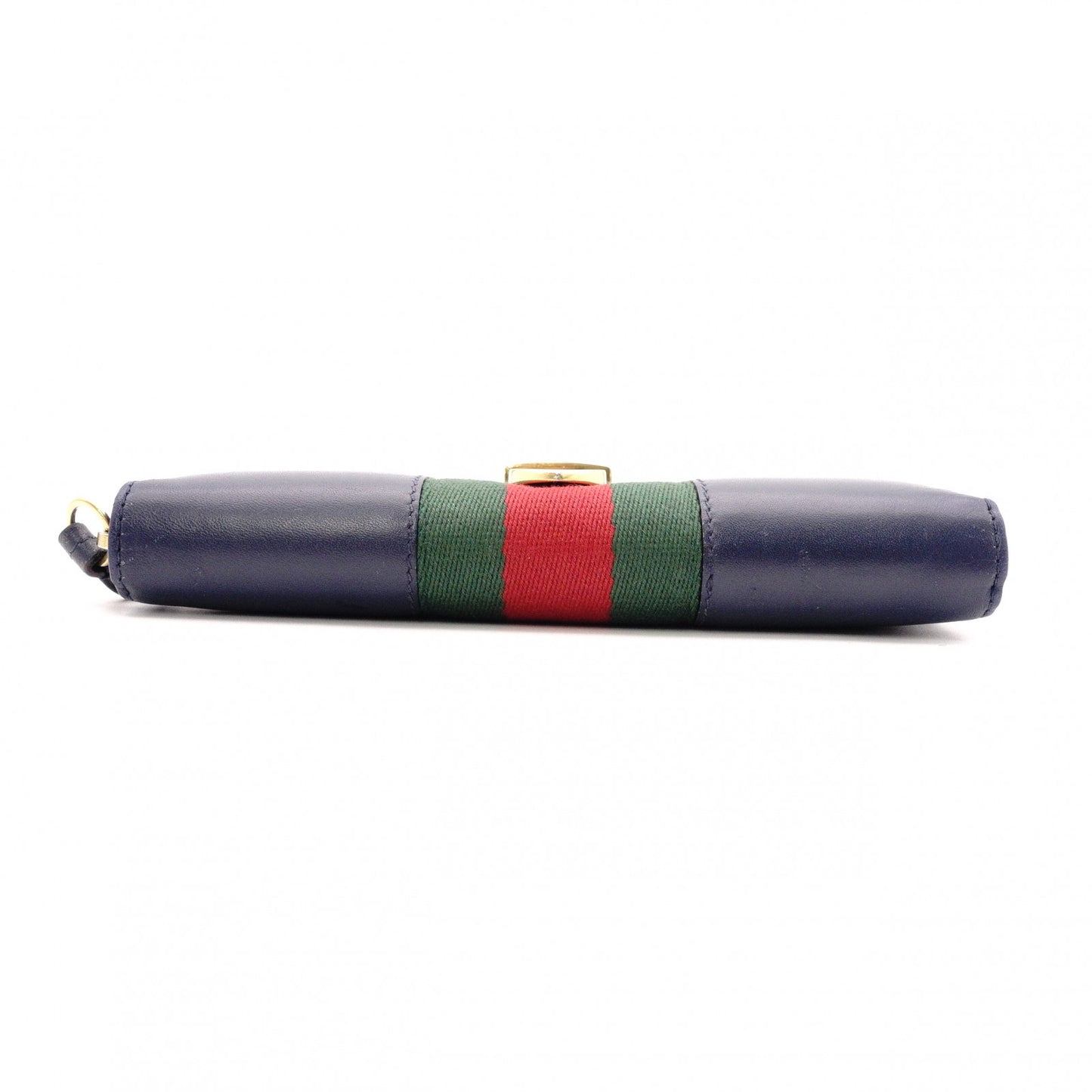 GUCCI Sylvie Long Wallet, Leather, Navy, Women's
