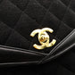 CHANEL Matelassé Chain Shoulder Bag Black Cotton Black Gold Hardware Crossbody 7-11-372