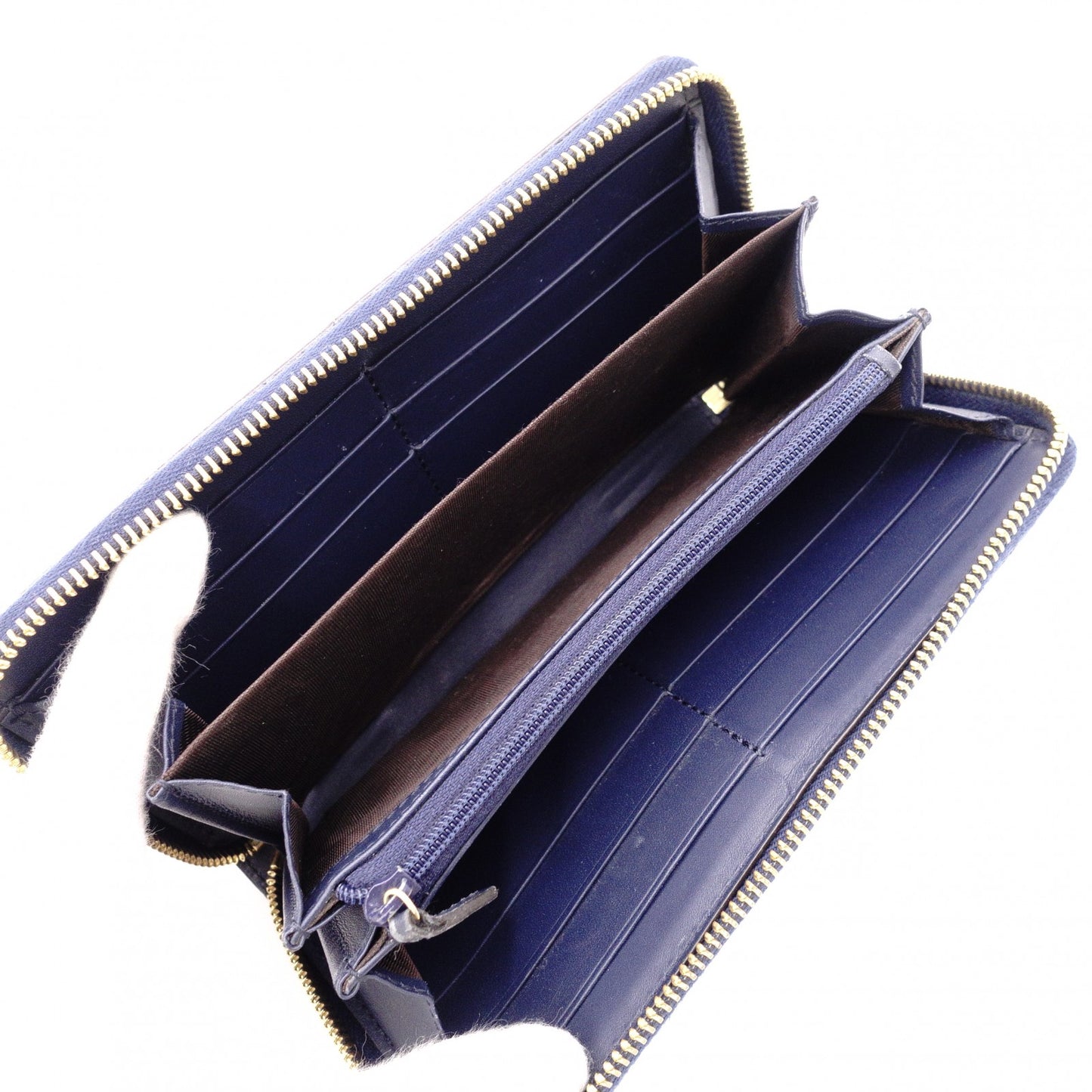 GUCCI Sylvie Long Wallet, Leather, Navy, Women's