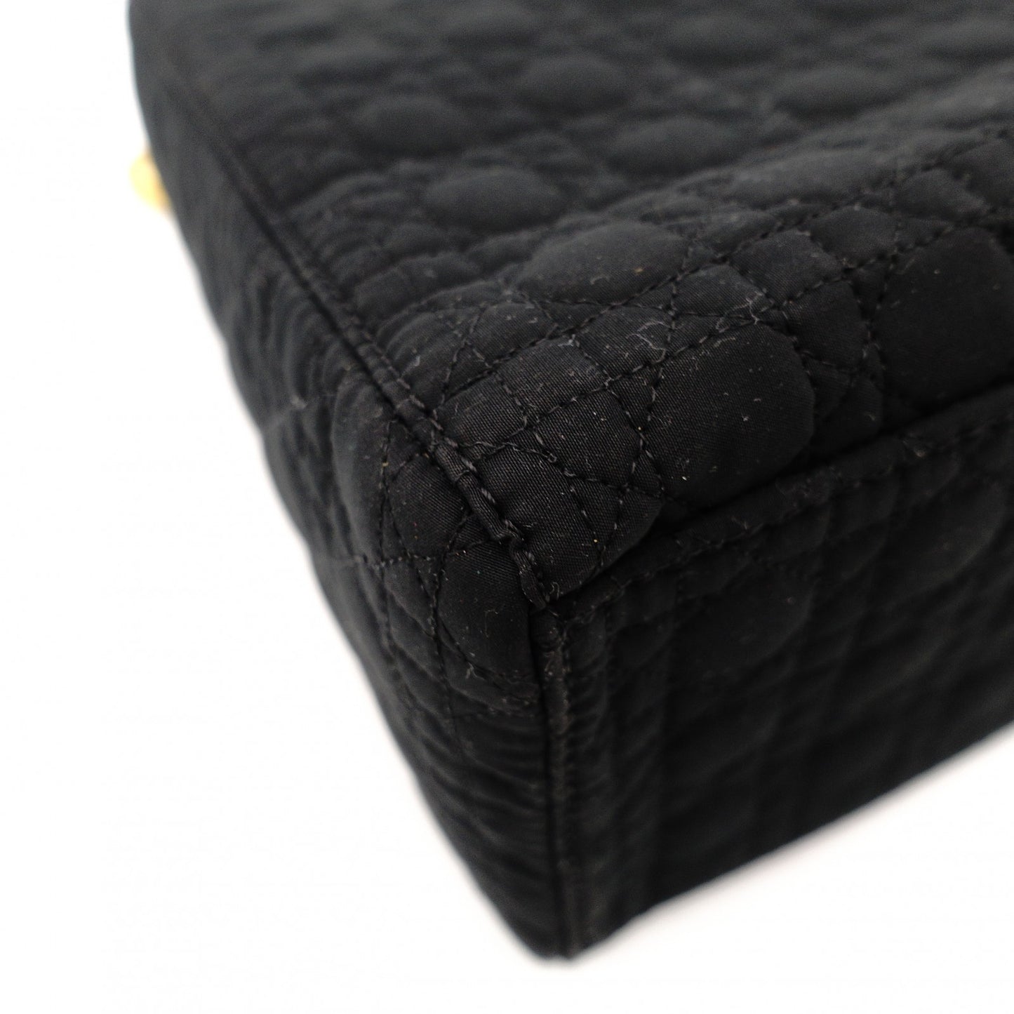 Christian Dior Lady Dior Small Handbag Cannage Black Black Nylon Gold Hardware 7-11-781