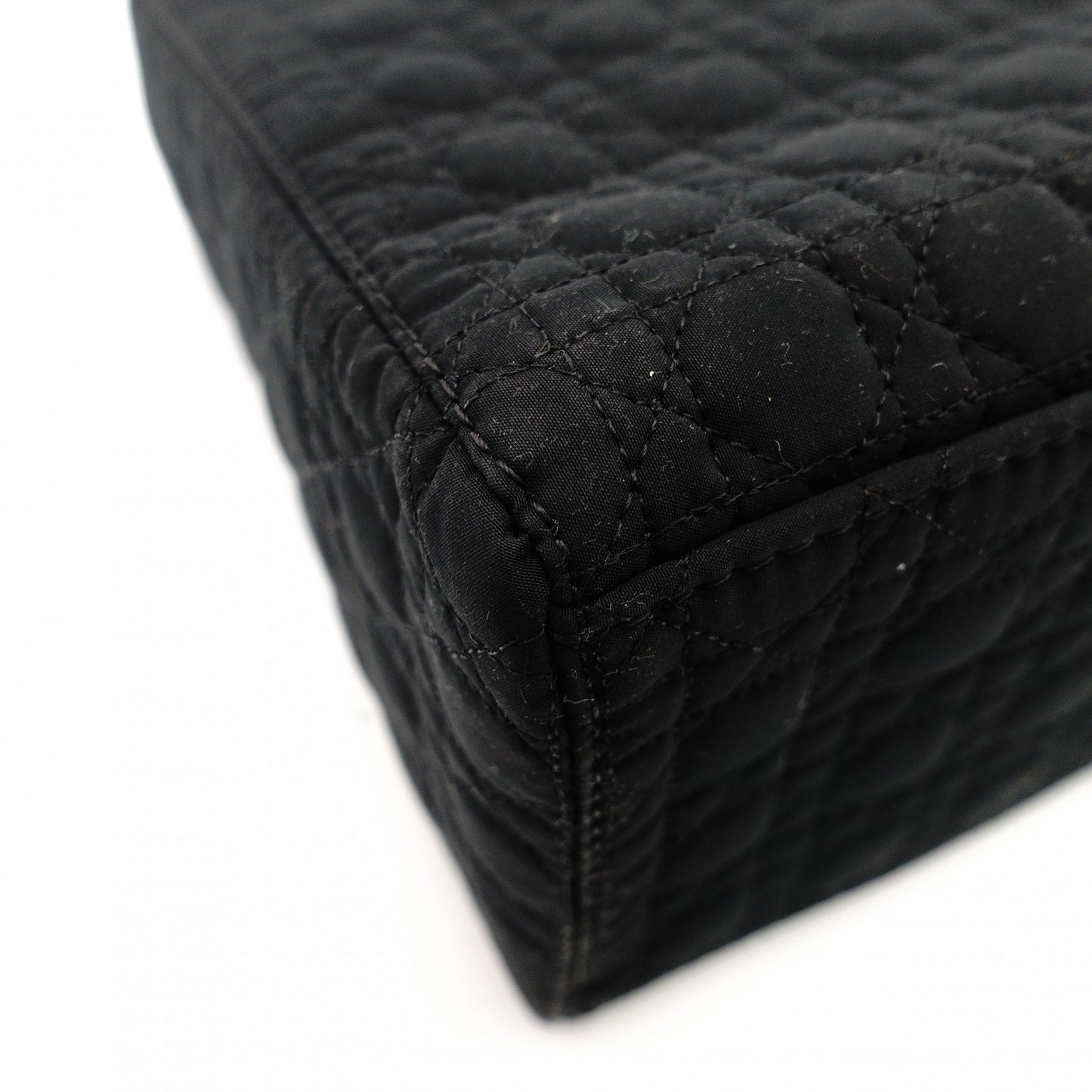 Christian Dior Lady Dior Small Handbag Cannage Black Black Nylon Gold Hardware 7-11-781