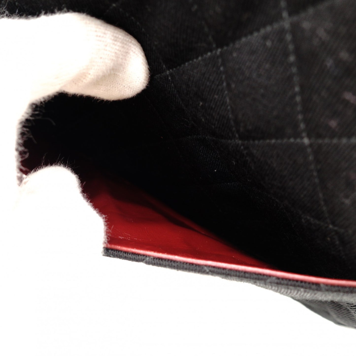 CHANEL Matelassé Chain Shoulder Bag Black Cotton Black Gold Hardware Crossbody 7-11-372