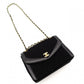 CHANEL Matelassé Chain Shoulder Bag Black Cotton Black Gold Hardware Crossbody 7-11-372