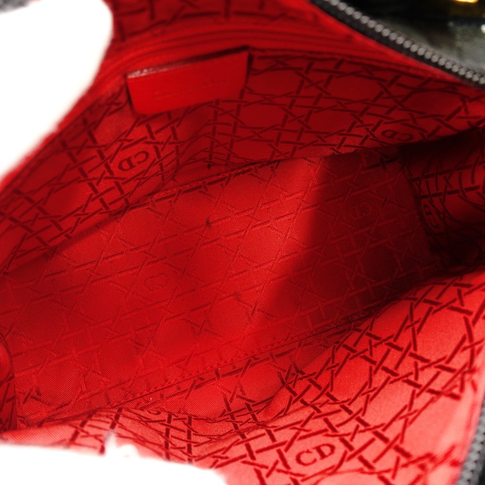 Christian Dior Lady Dior Small Handbag Cannage Black Black Nylon Gold Hardware 7-11-781