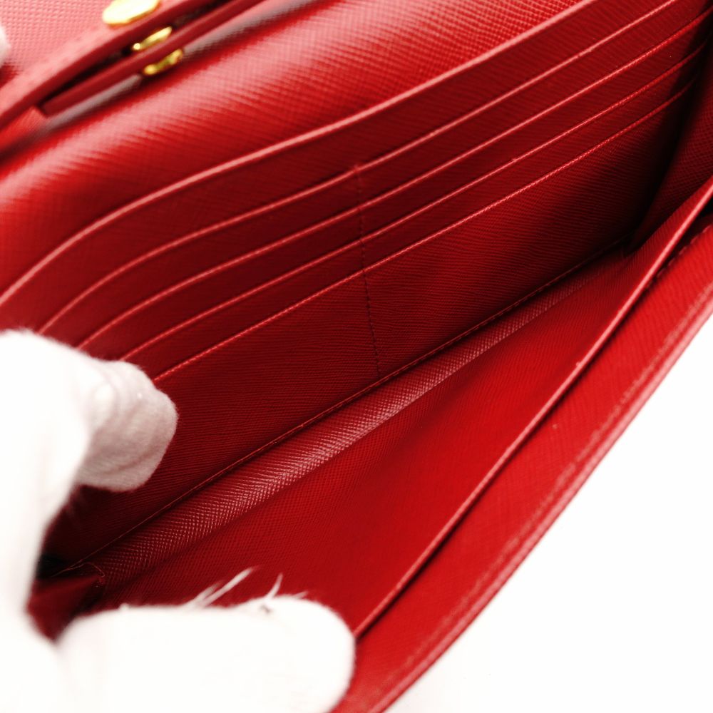 PRADA Saffiano Leather Chain Shoulder Bag Red Leather Crossbody Gold Hardware 7-9-736