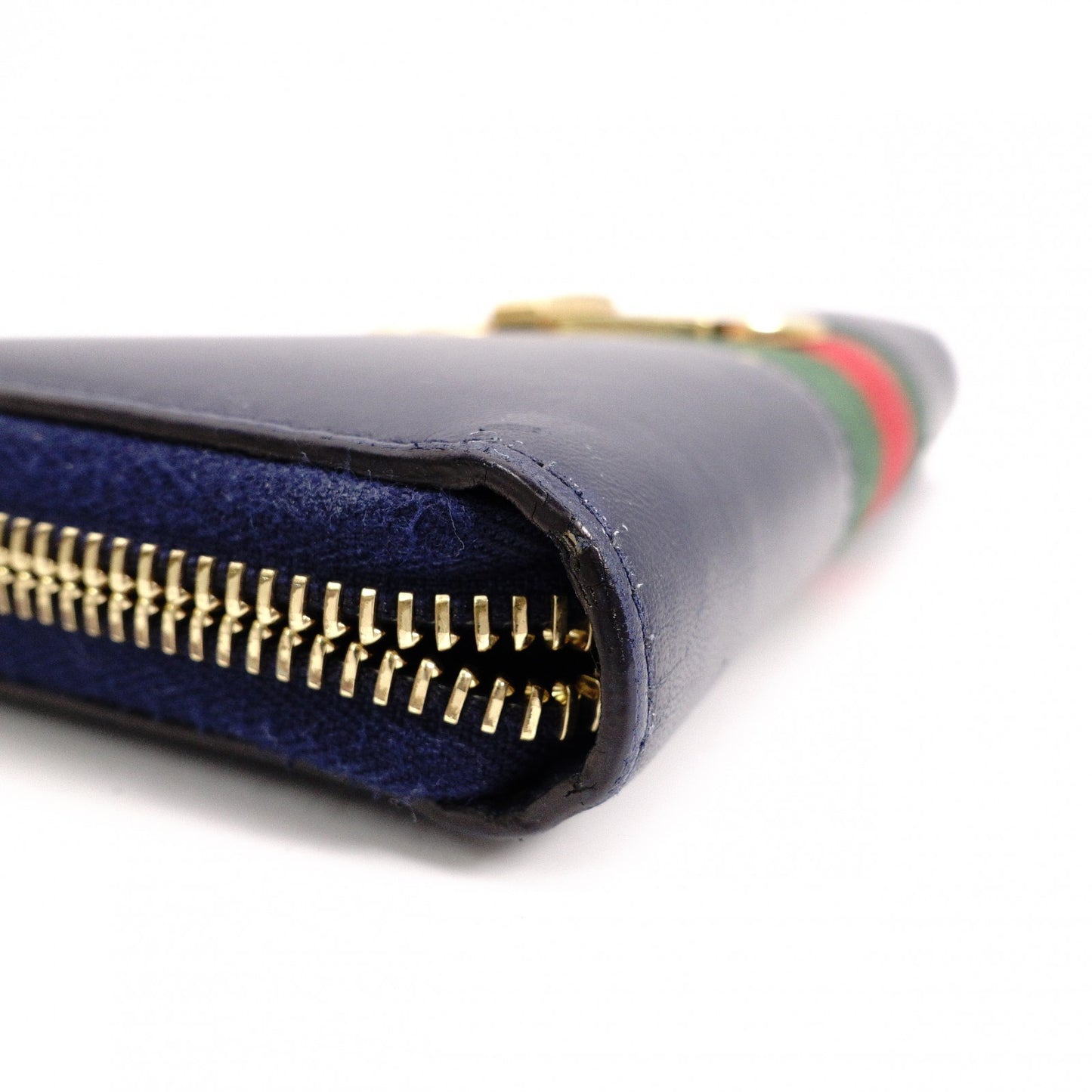 GUCCI Sylvie Long Wallet, Leather, Navy, Women's