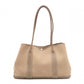 HERMES Garden Party PM Tote Bag, Canvas and Leather, Brown, Shoulder Bag, □〇 Engraving