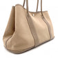 HERMES Garden Party PM Tote Bag, Canvas and Leather, Brown, Shoulder Bag, □〇 Engraving