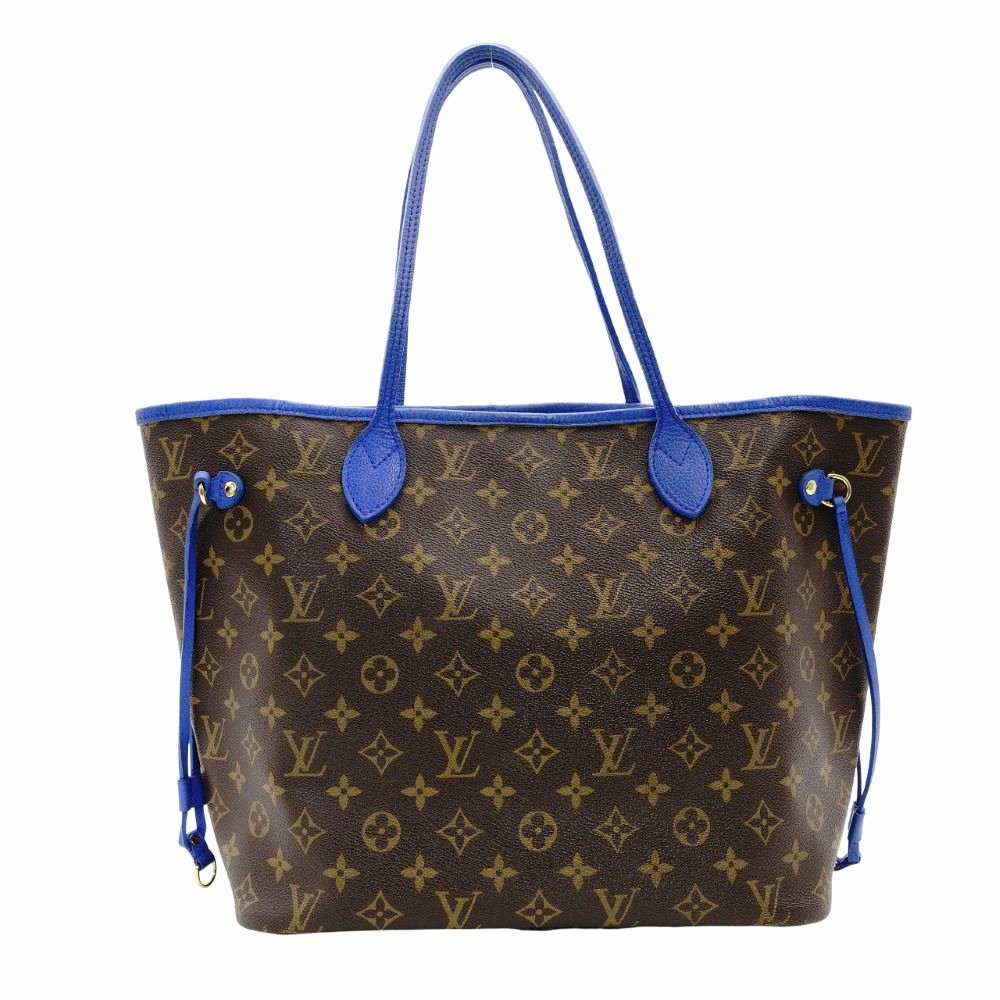 LOUIS VUITTON Neverfull MM Ikat Flower Tote Bag Monogram Canvas Brown × Blue Shoulder 7-11-463