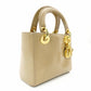 Christian Dior Lady Dior Small Handbag Beige Leather 2-Way Shoulder 7-11-788