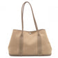 HERMES Garden Party PM Tote Bag, Canvas and Leather, Brown, Shoulder Bag, □〇 Engraving
