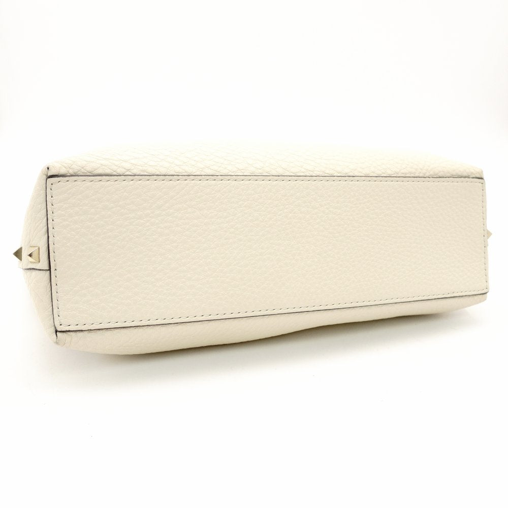 Valentino Garavani Studded Off-White Leather 2-Way Handbag White Shoulder 7-11-709
