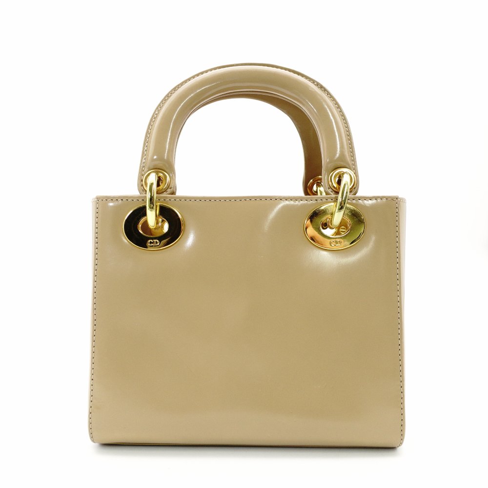 Christian Dior Lady Dior Small Handbag Beige Leather 2-Way Shoulder 7-11-788