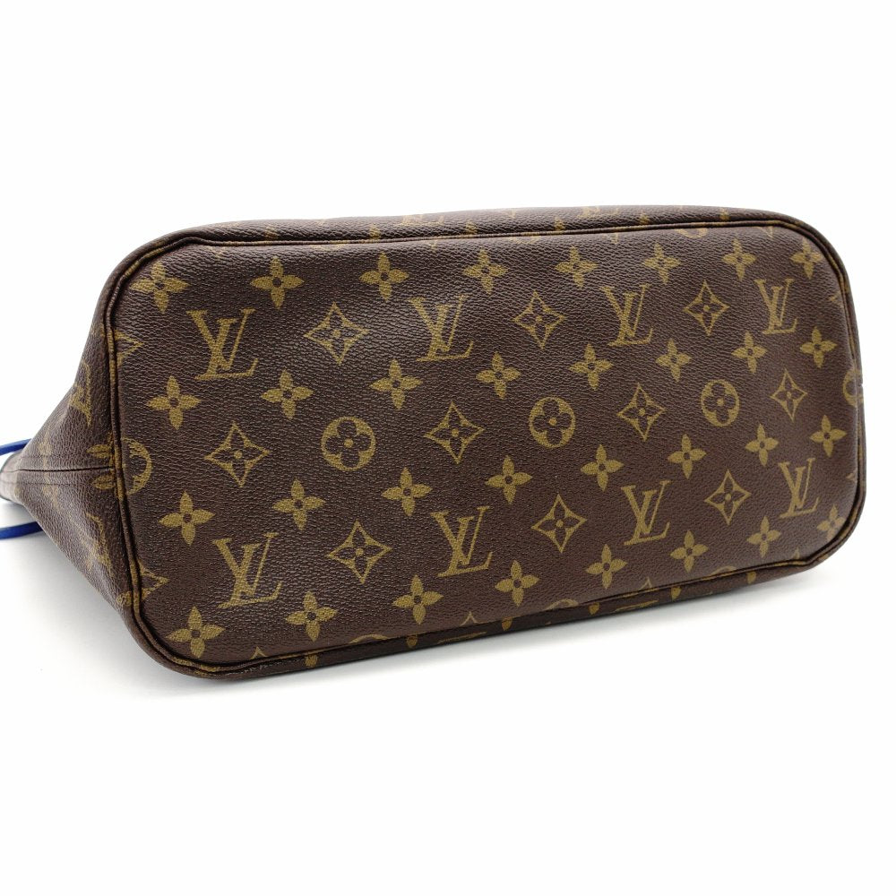 LOUIS VUITTON Neverfull MM Ikat Flower Tote Bag Monogram Canvas Brown × Blue Shoulder 7-11-463