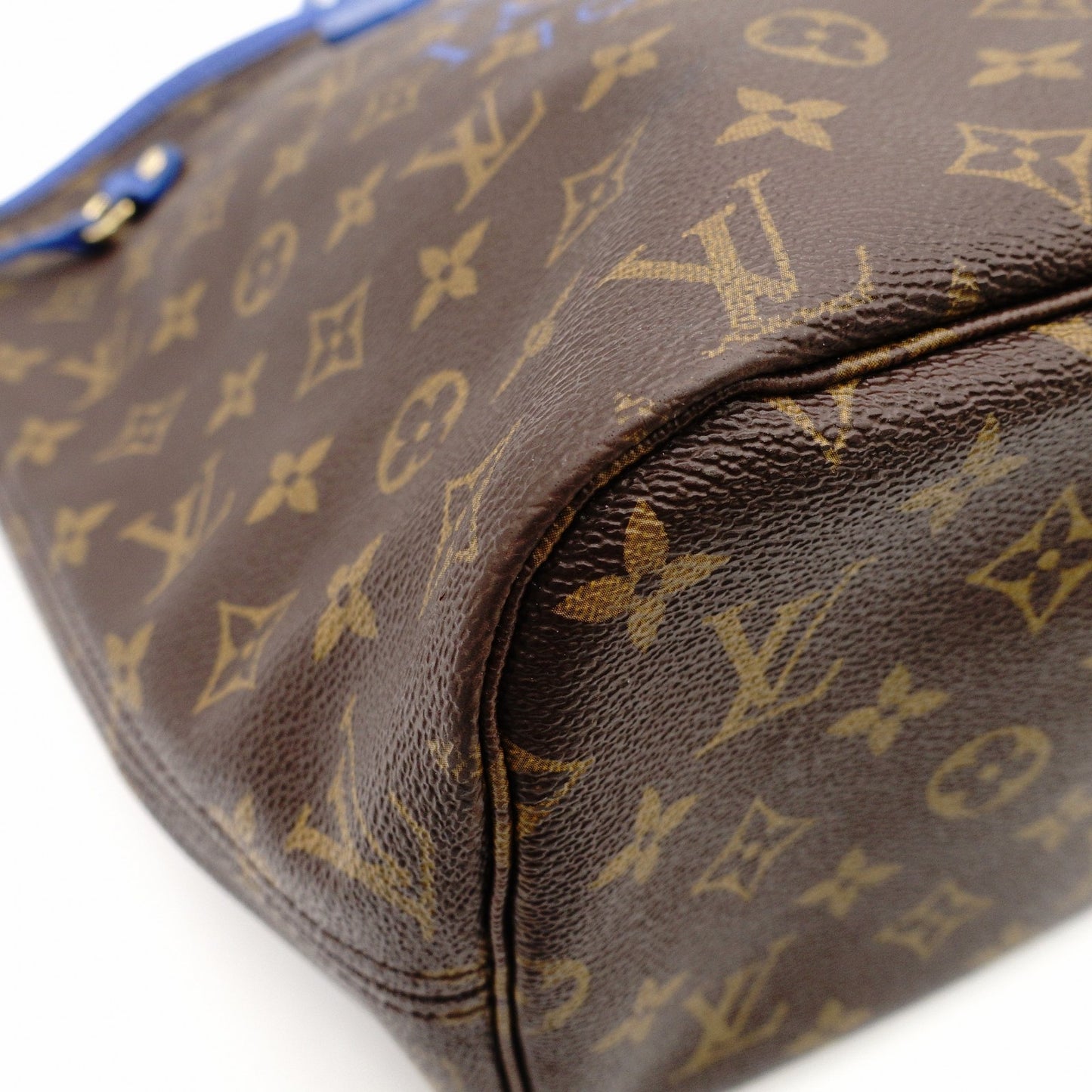 LOUIS VUITTON Neverfull MM Ikat Flower Tote Bag Monogram Canvas Brown × Blue Shoulder 7-11-463