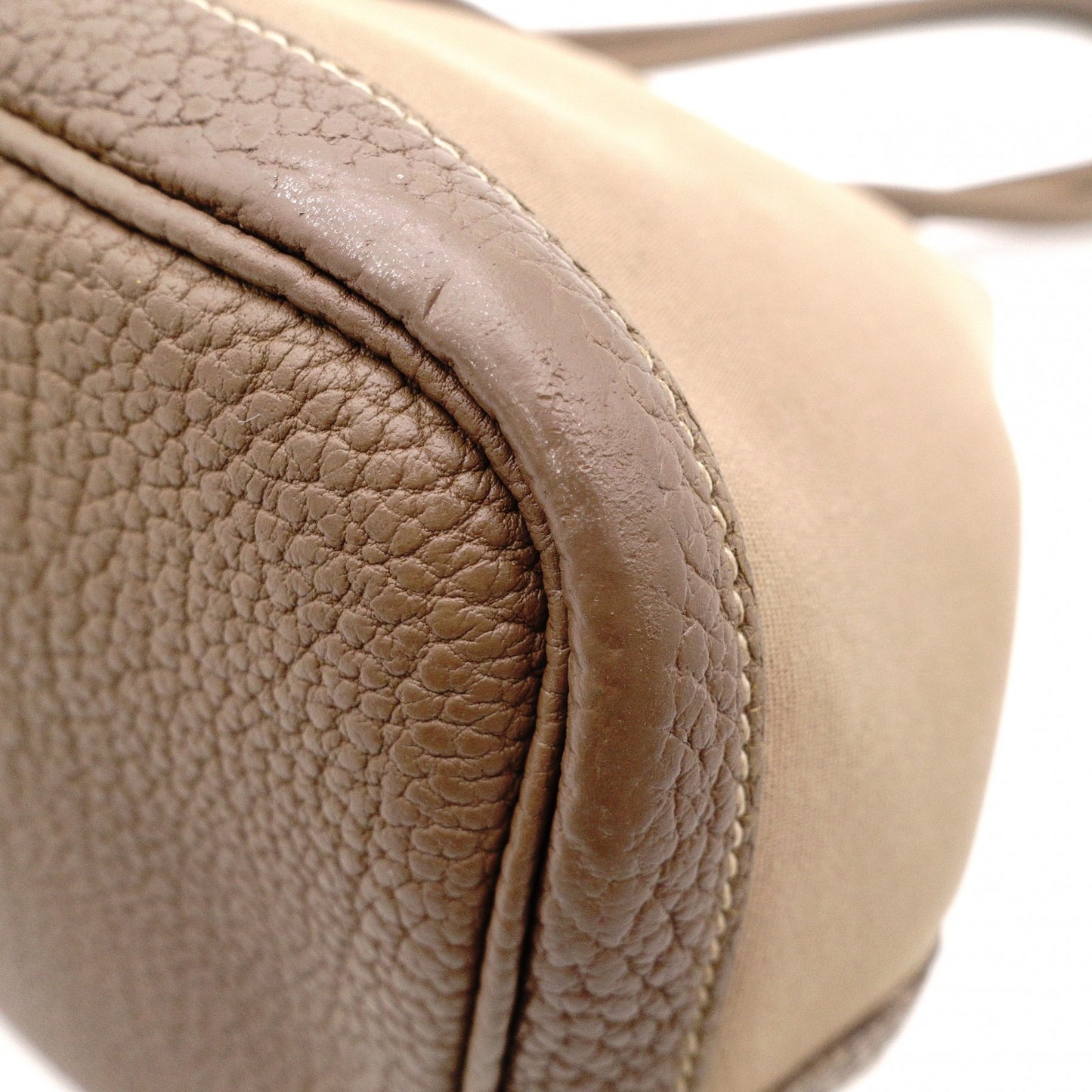 HERMES Garden Party PM Tote Bag, Canvas and Leather, Brown, Shoulder Bag, □〇 Engraving