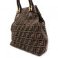 FENDI Zucca Handbag, Canvas and Leather, Brown Tote Bag