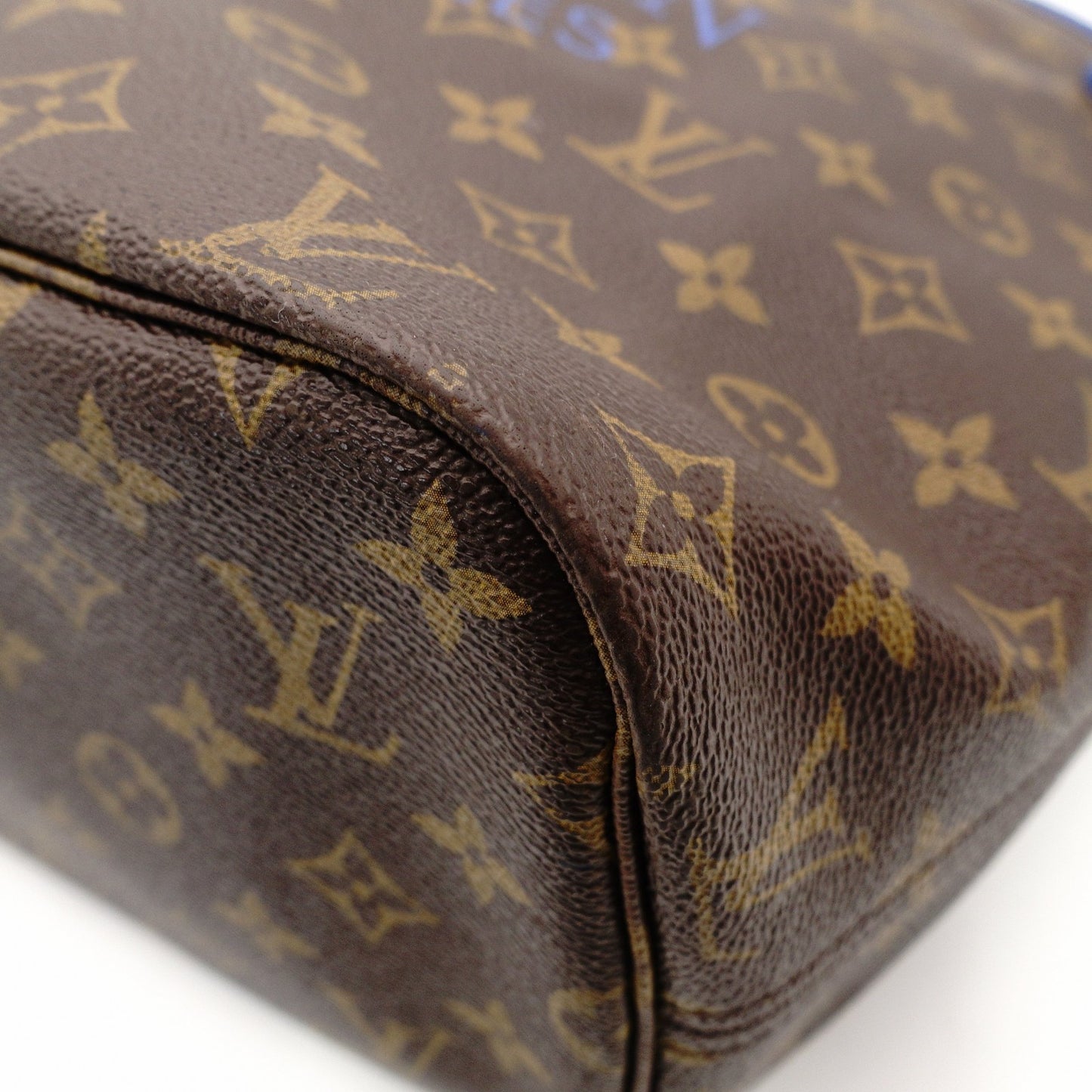 LOUIS VUITTON Neverfull MM Ikat Flower Tote Bag Monogram Canvas Brown × Blue Shoulder 7-11-463