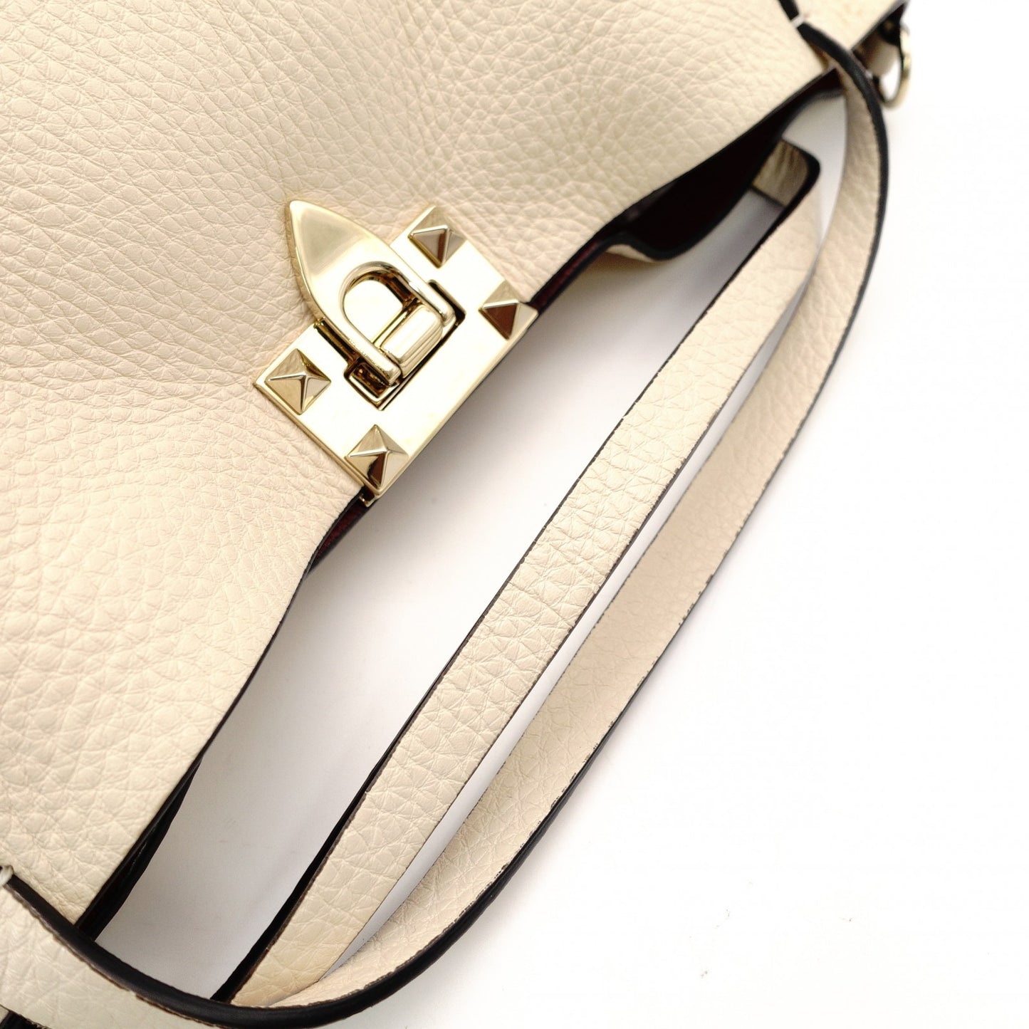 Valentino Garavani Studded Off-White Leather 2-Way Handbag White Shoulder 7-11-709
