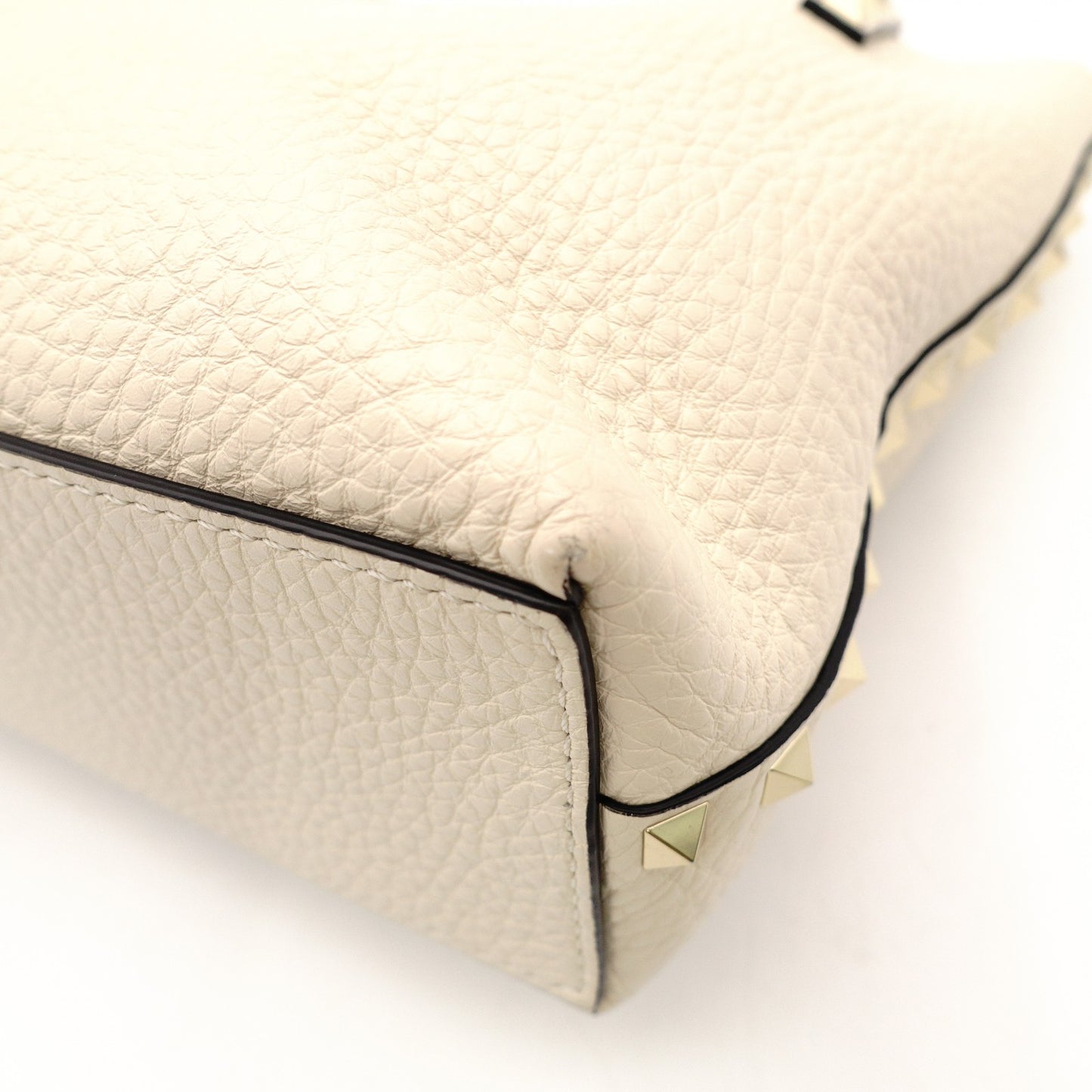 Valentino Garavani Studded Off-White Leather 2-Way Handbag White Shoulder 7-11-709