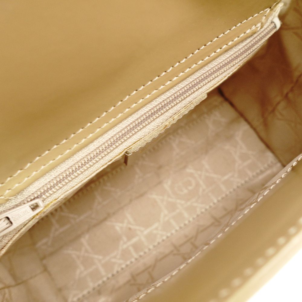 Christian Dior Lady Dior Small Handbag Beige Leather 2-Way Shoulder 7-11-788
