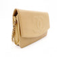 CHANEL Wallet Chain Shoulder Bag, Leather, Beige, Gold Hardware