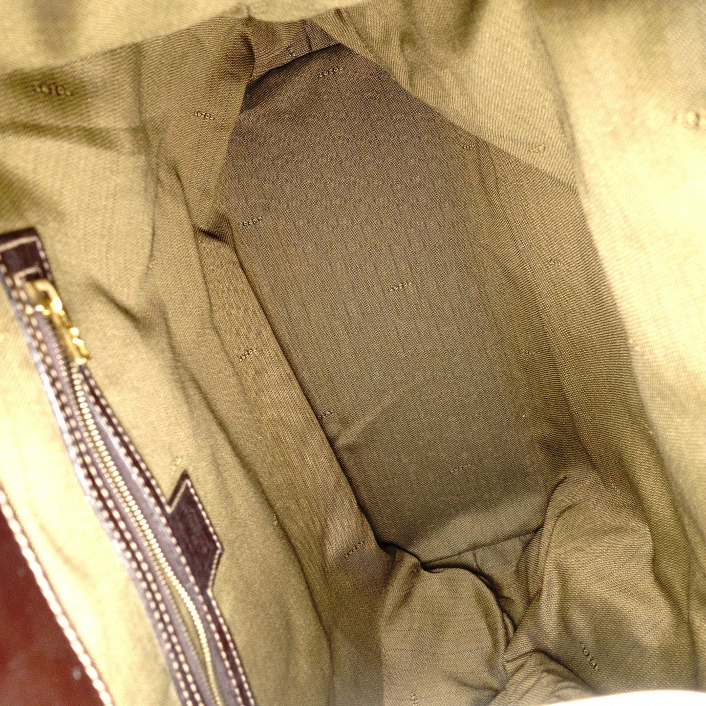FENDI Zucca Handbag, Canvas and Leather, Brown Tote Bag