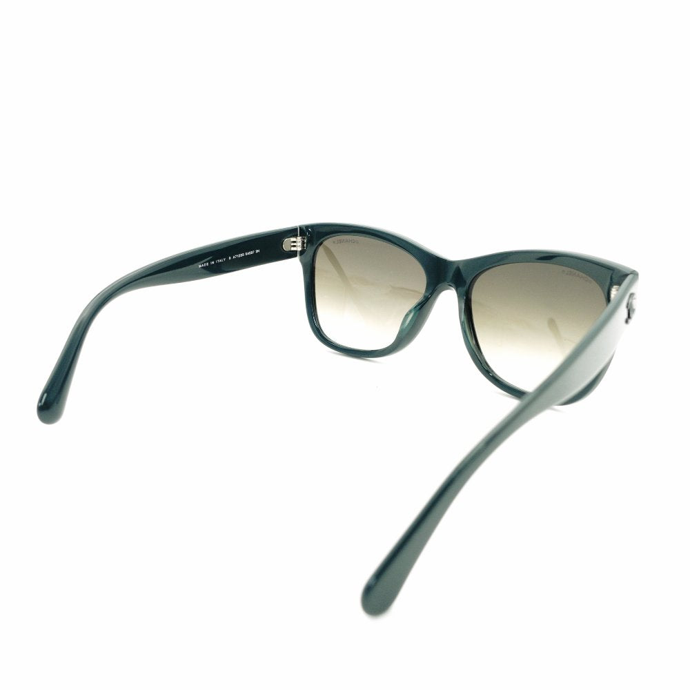 CHANEL Sunglasses CC Logo Green Plastic Unisex Green with Case 7-10-1102