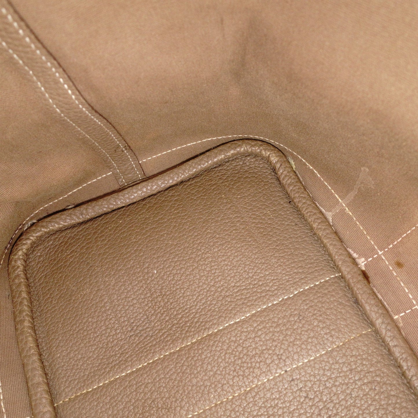HERMES Garden Party PM Tote Bag, Canvas and Leather, Brown, Shoulder Bag, □〇 Engraving