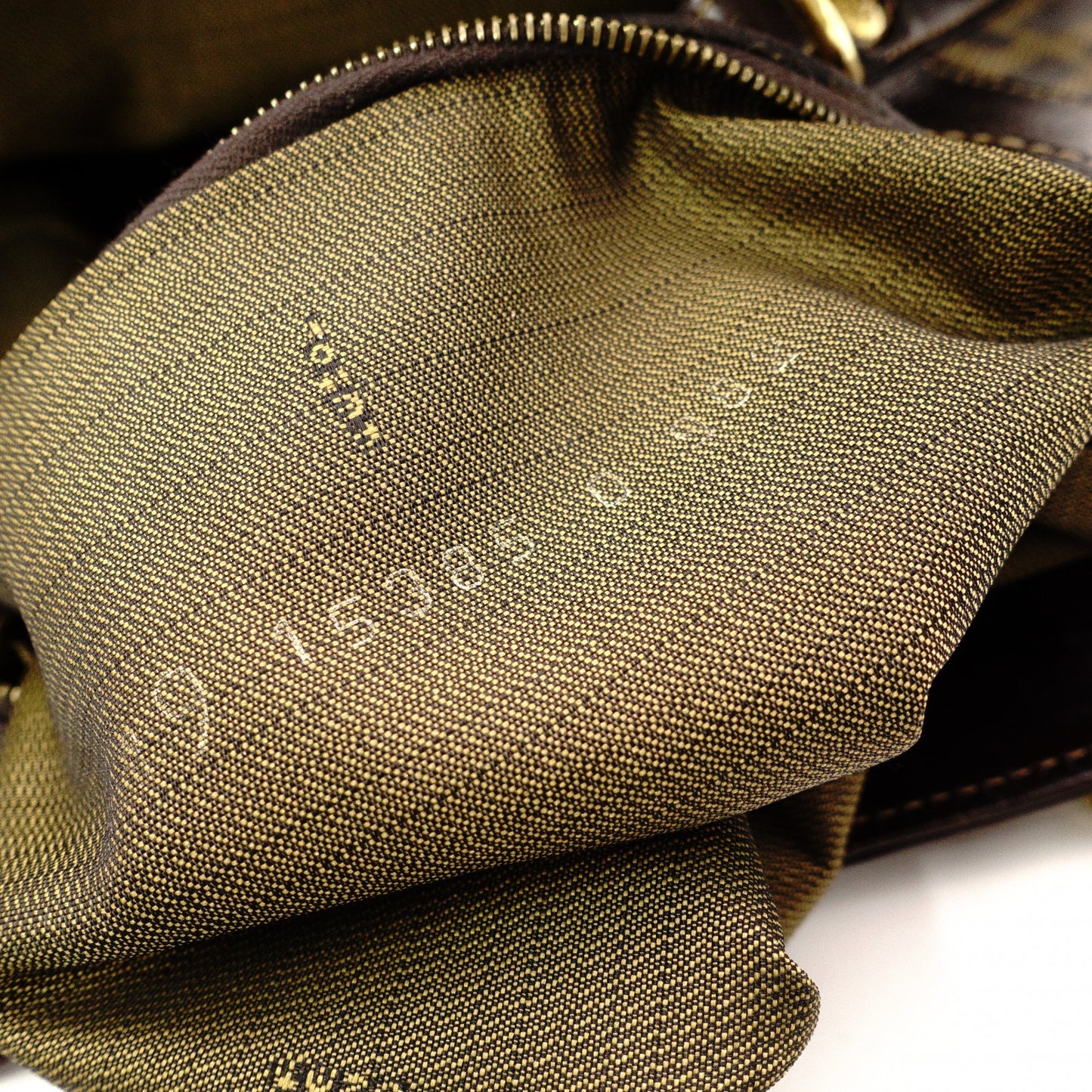 FENDI Zucca Handbag, Canvas and Leather, Brown Tote Bag