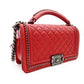 CHANEL Boy Chanel Top Handle 25 Red Leather Red 2-Way Handbag Crossbody 7-9-596