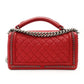 CHANEL Boy Chanel Top Handle 25 Red Leather Red 2-Way Handbag Crossbody 7-9-596