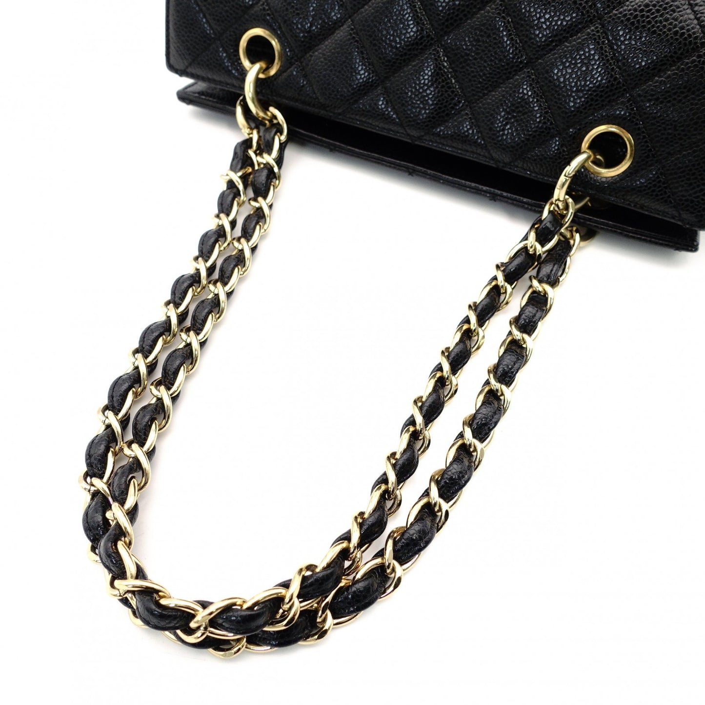 CHANEL Matelassé Caviar Leather Chain Shoulder Bag Black Leather Black Shoulder 7-10-1024