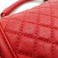 CHANEL Boy Chanel Top Handle 25 Red Leather Red 2-Way Handbag Crossbody 7-9-596