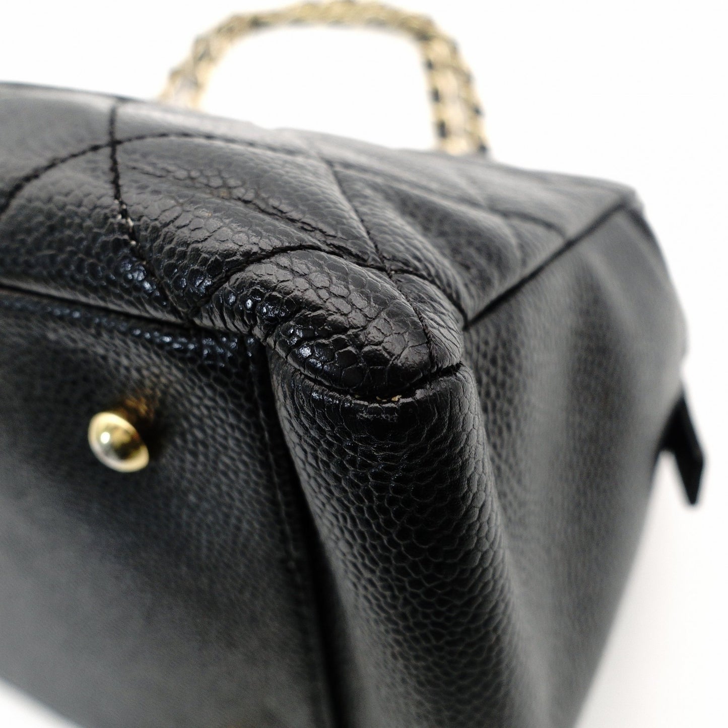 CHANEL Matelassé Caviar Leather Chain Shoulder Bag Black Leather Black Shoulder 7-10-1024