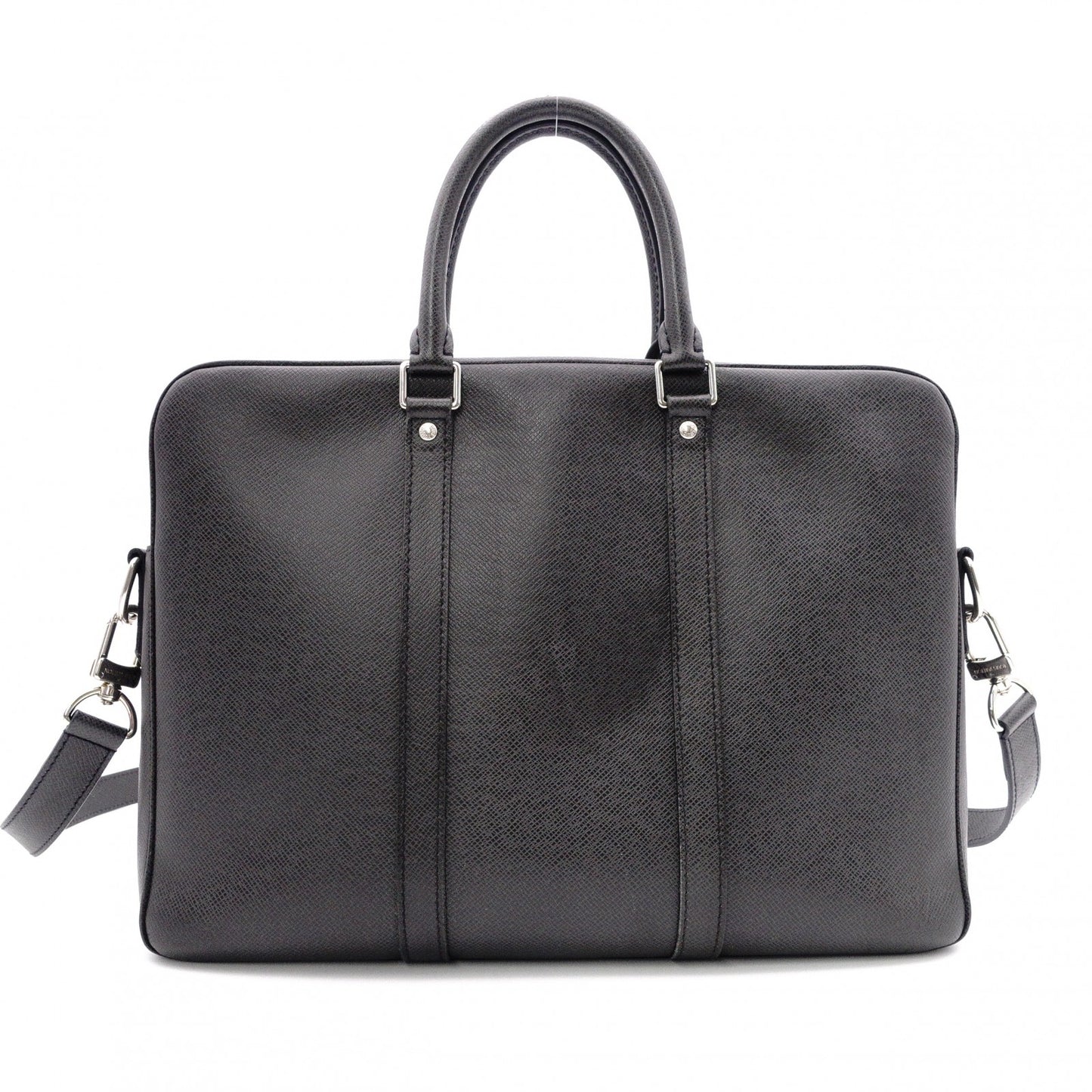 LOUIS VUITTON Taiga Business Bag, Leather, Black, Men's, 2-Way, Silver Hardware