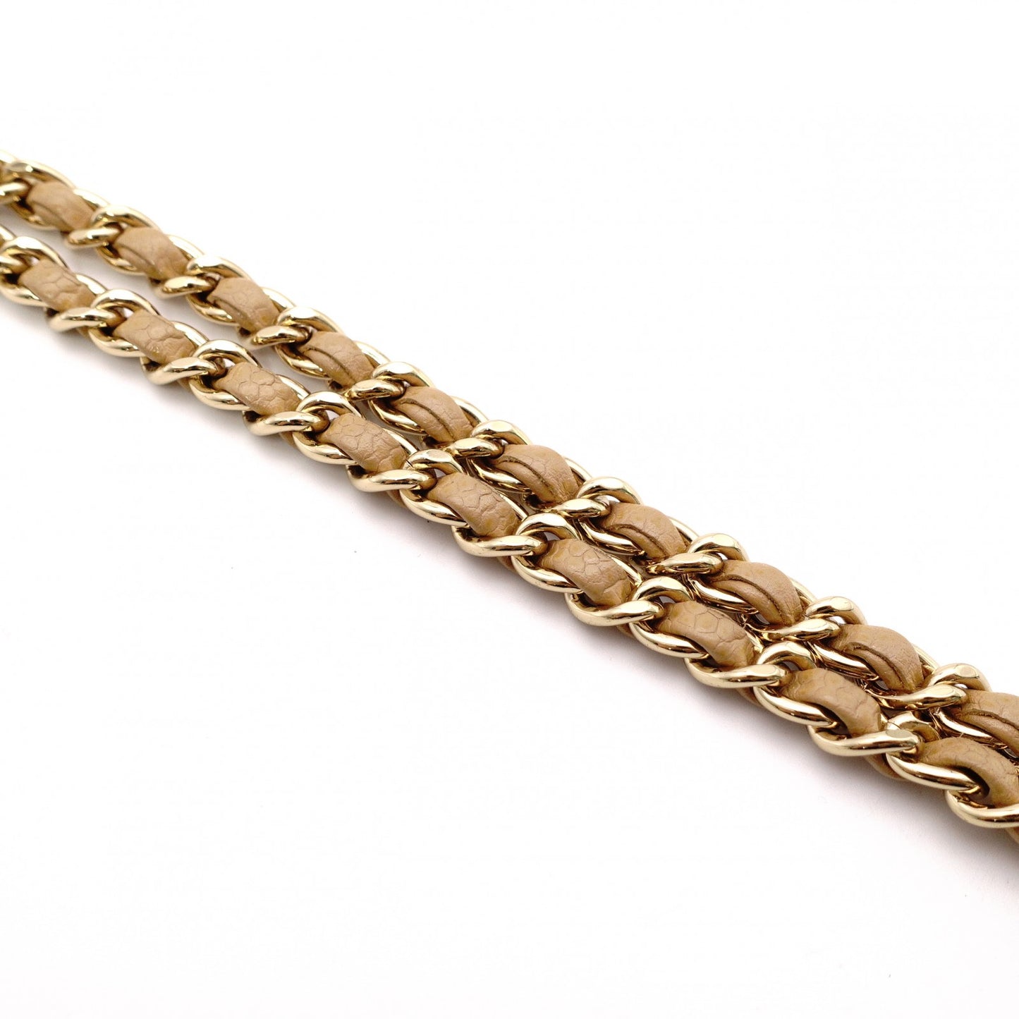 CHANEL Wallet Chain Shoulder Bag, Leather, Beige, Gold Hardware