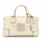 LOEWE Amazona 28 Handbag Beige Patent Leather Ivory Logo 7-11-829