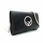 FENDI Effiz Chain Shoulder Bag Black Leather F Logo Crossbody Black Silver Hardware 7-11-476