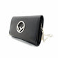 FENDI Effiz Chain Shoulder Bag Black Leather F Logo Crossbody Black Silver Hardware 7-11-476