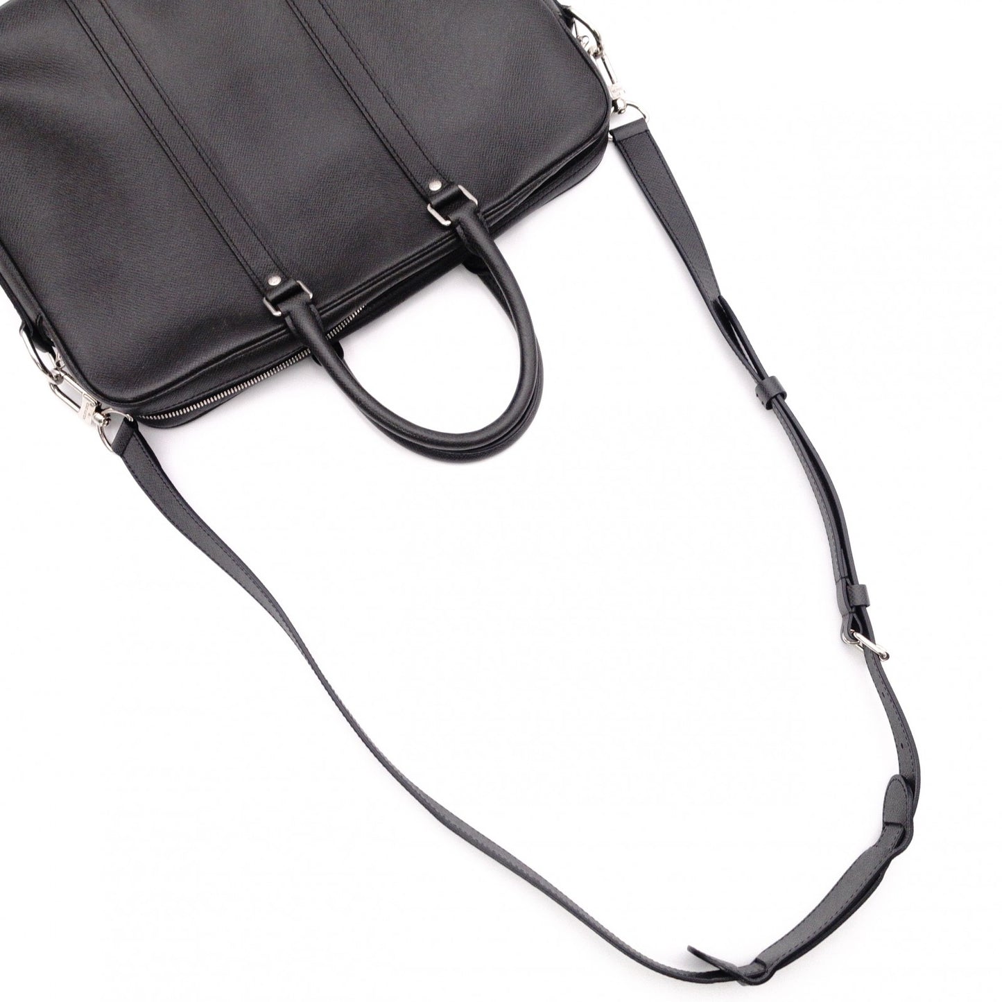 LOUIS VUITTON Taiga Business Bag, Leather, Black, Men's, 2-Way, Silver Hardware